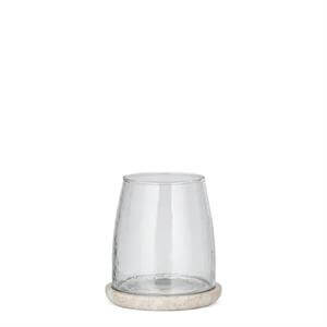 Nkuku Sikkim Marble & Recycled Glass Tealight Holder Clear